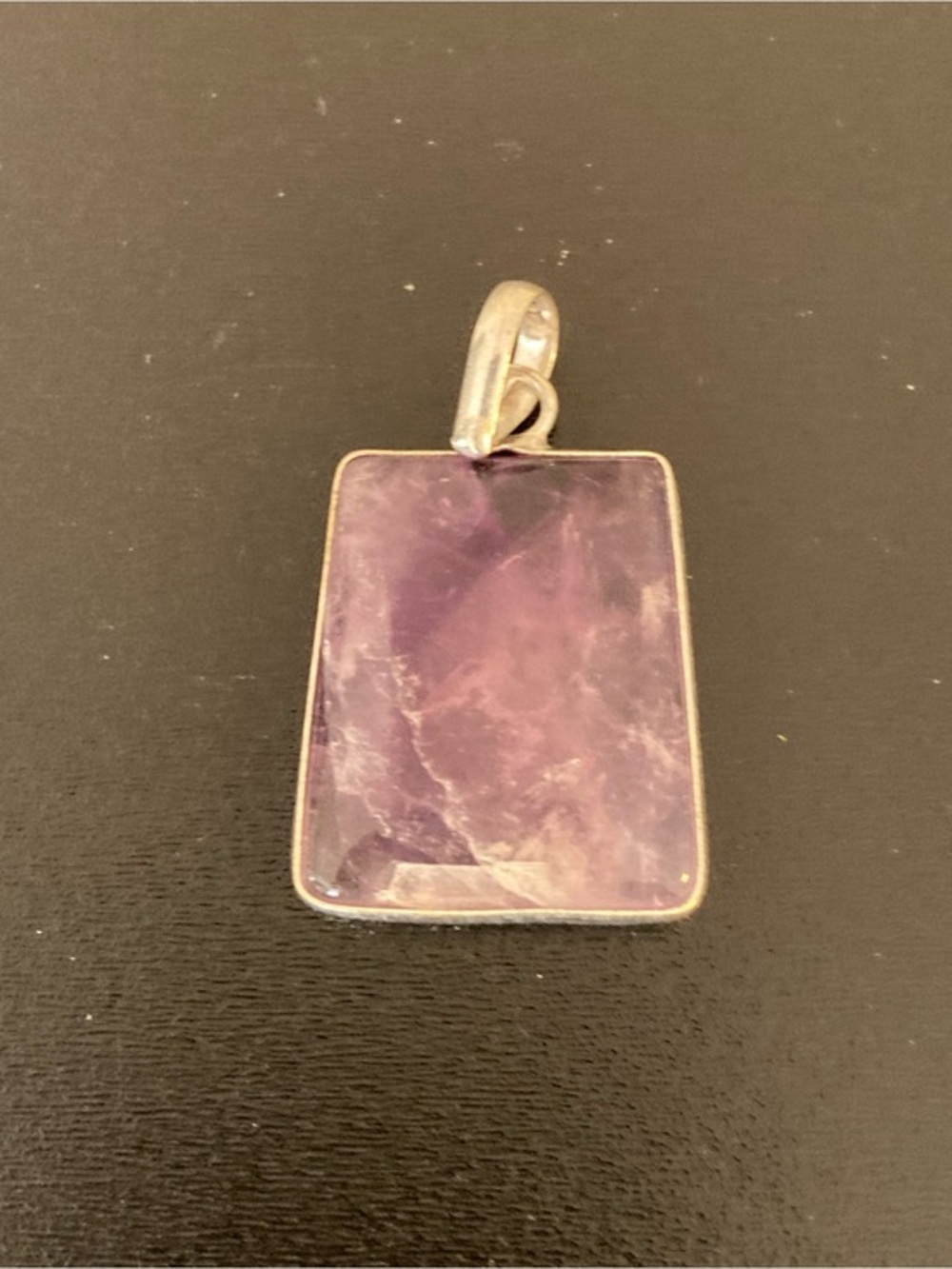 Sterling Silver Amethyst Rectangular Pendant - Purple